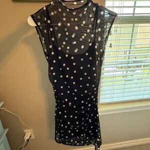 Abercrombie & Fitch Black and White Polka Dot Midi Dress